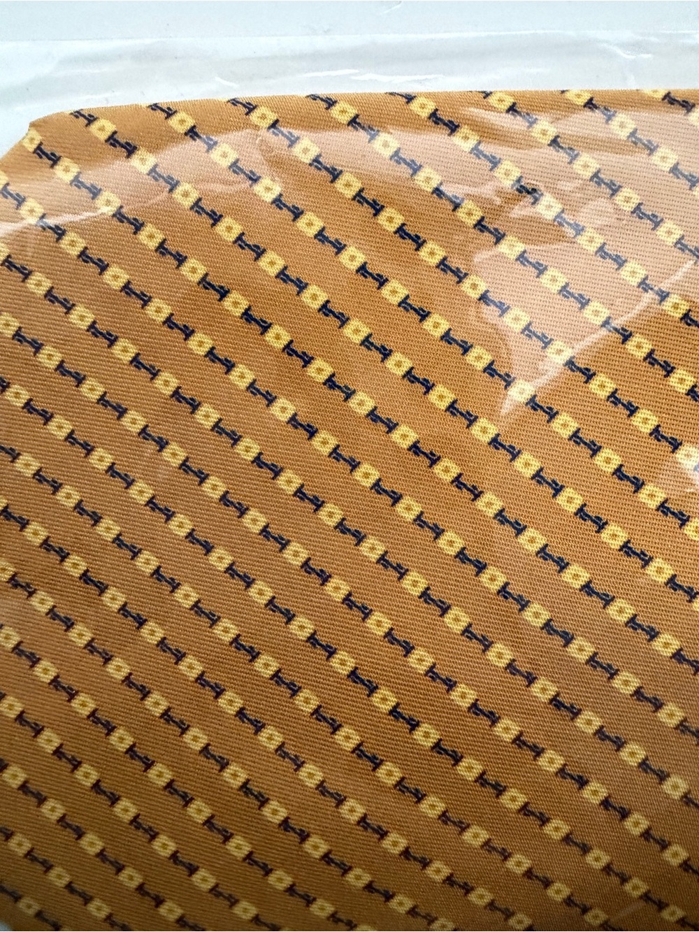 Vintage Christian Dior Paris Silk Tie Made in France Gold Geometric Necktie - Picture 5 of 7